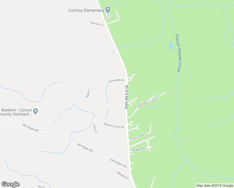 map of restaurants, bars, coffee shops, grocery stores, and more near 1017 Bannerhill Road in Huger