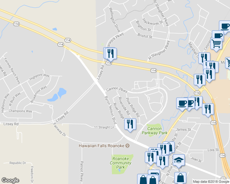 map of restaurants, bars, coffee shops, grocery stores, and more near 1421 Riverside Road in Roanoke