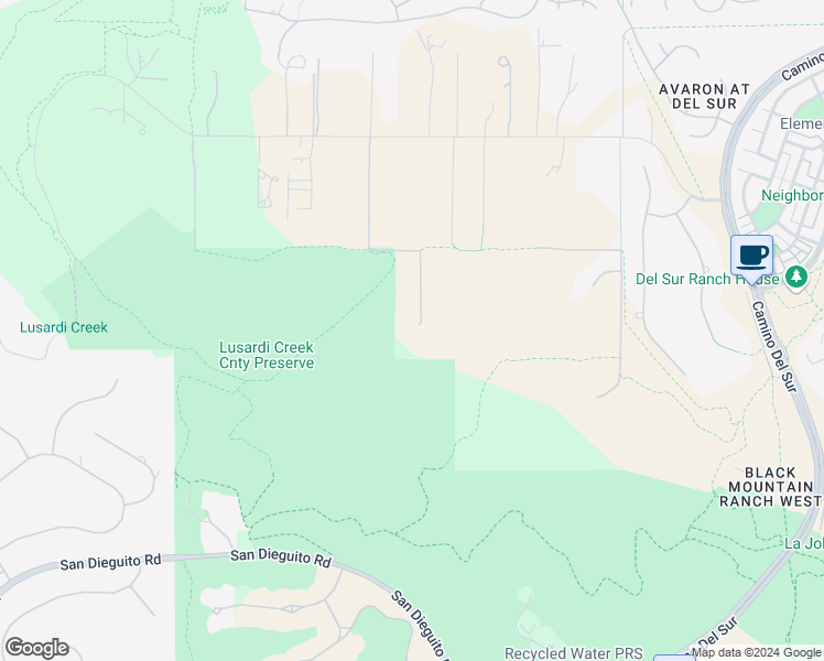 map of restaurants, bars, coffee shops, grocery stores, and more near 16316 Rio Vista Road in San Diego