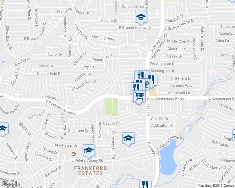 map of restaurants, bars, coffee shops, grocery stores, and more near 3702 Cemetery Hill Road in Carrollton