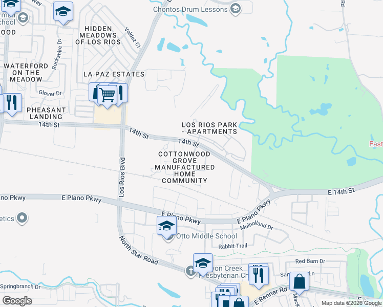 map of restaurants, bars, coffee shops, grocery stores, and more near 1324 Gibraltar Street in Plano