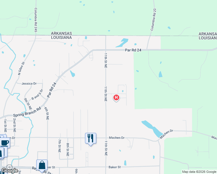 map of restaurants, bars, coffee shops, grocery stores, and more near 415 11th St NE in Springhill