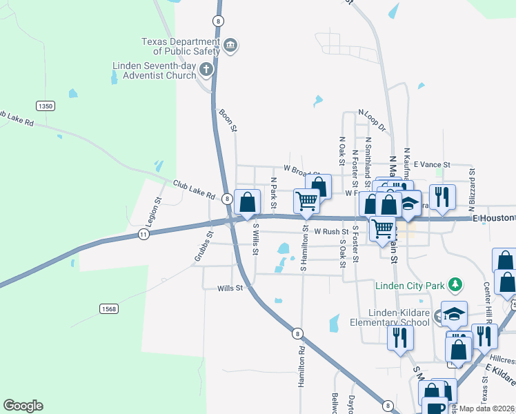 map of restaurants, bars, coffee shops, grocery stores, and more near 100 North Washington Street in Linden