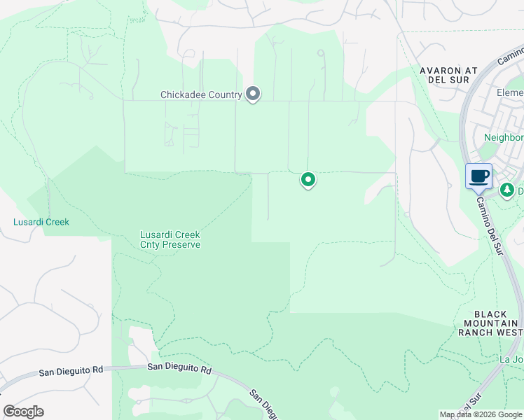 map of restaurants, bars, coffee shops, grocery stores, and more near 16316 Rio Vista Road in San Diego