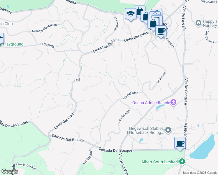 map of restaurants, bars, coffee shops, grocery stores, and more near 16256 Via Del Alba in Rancho Santa Fe