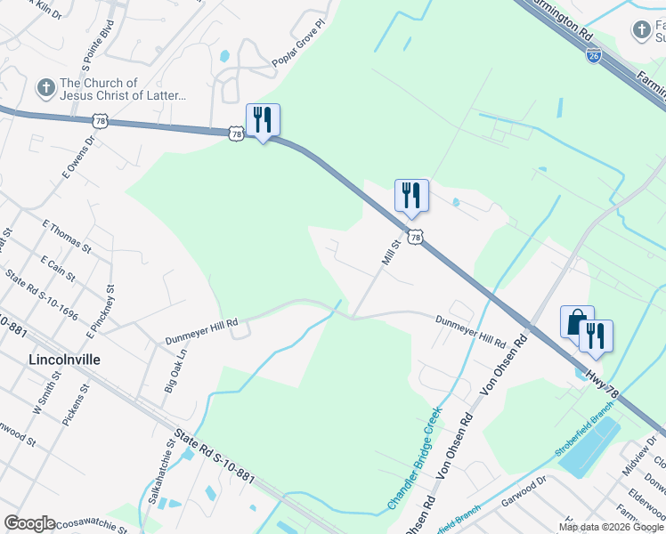 map of restaurants, bars, coffee shops, grocery stores, and more near 222 Fiddie Street in Summerville