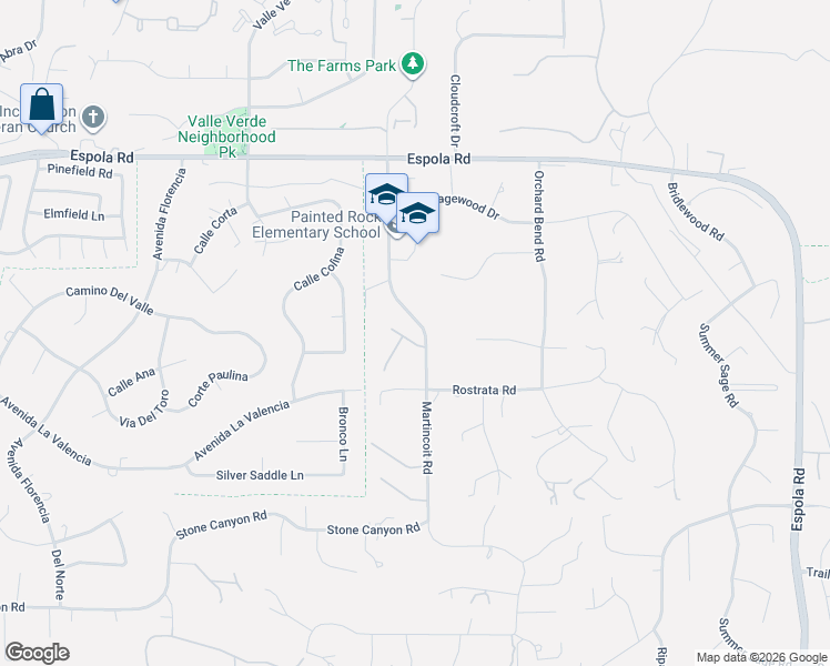 map of restaurants, bars, coffee shops, grocery stores, and more near 16561 Martincoit Road in Poway