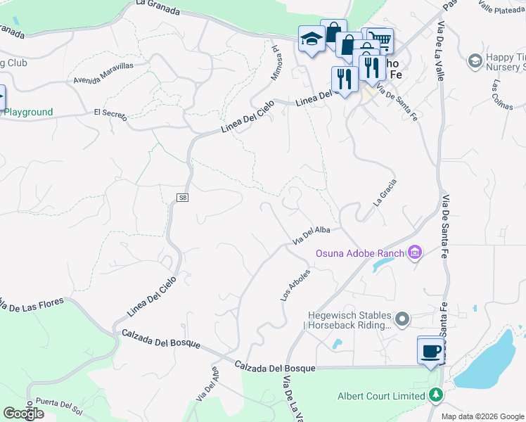 map of restaurants, bars, coffee shops, grocery stores, and more near 16256 Via Del Alba in Rancho Santa Fe