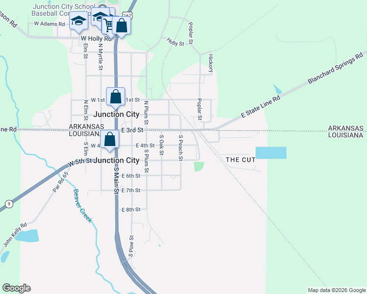 map of restaurants, bars, coffee shops, grocery stores, and more near 406-408 East 4th Street in Junction City