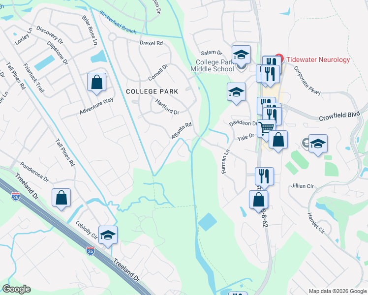 map of restaurants, bars, coffee shops, grocery stores, and more near 422 Village Park Drive in Ladson