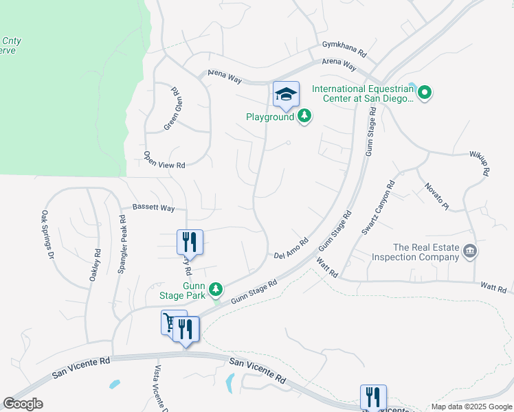 map of restaurants, bars, coffee shops, grocery stores, and more near 16403 Arena Drive in Ramona