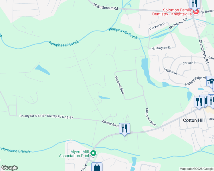 map of restaurants, bars, coffee shops, grocery stores, and more near 112 Scotland Drive in Summerville