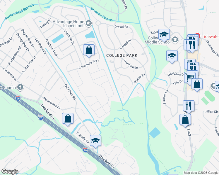 map of restaurants, bars, coffee shops, grocery stores, and more near 4061 Exploration Road in Ladson