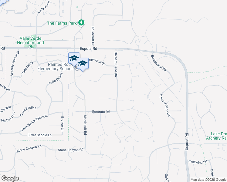 map of restaurants, bars, coffee shops, grocery stores, and more near 16538 Orchard Bend Rd in Poway
