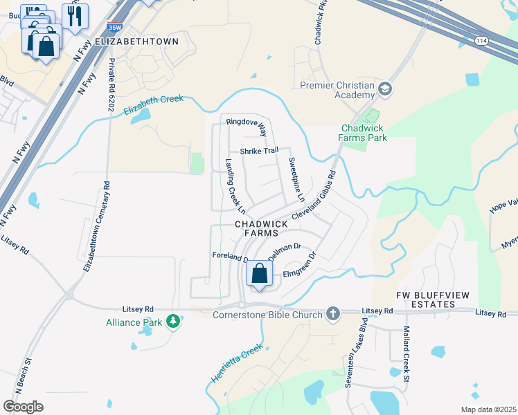 map of restaurants, bars, coffee shops, grocery stores, and more near 4024 Knighterrant Drive in Roanoke