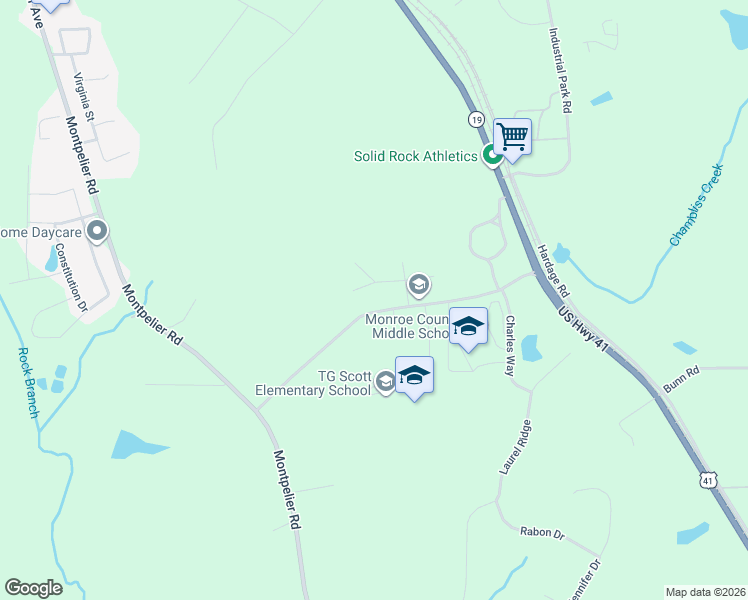 map of restaurants, bars, coffee shops, grocery stores, and more near Thornton Road in Forsyth