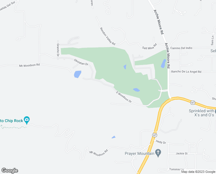 map of restaurants, bars, coffee shops, grocery stores, and more near 15983 South Woodson Drive in Ramona