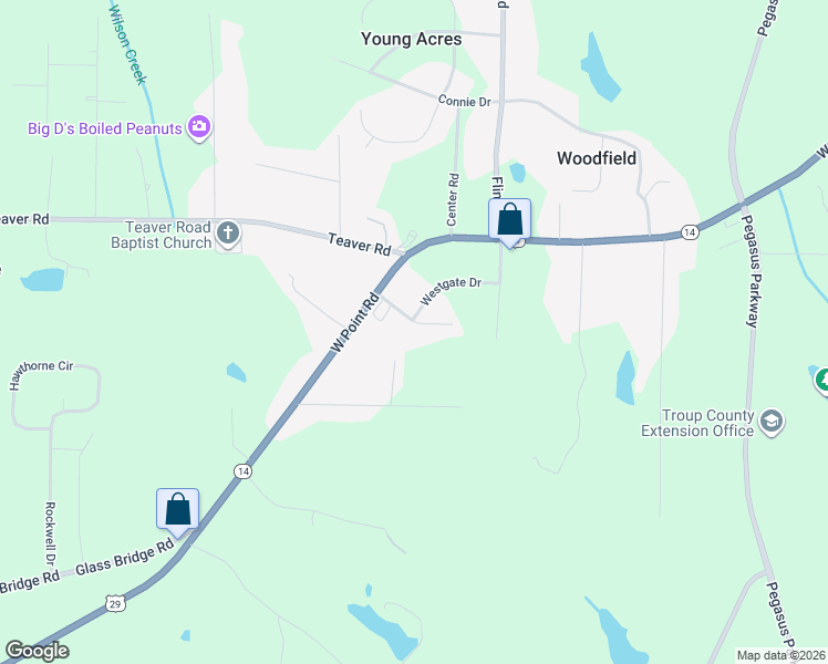 map of restaurants, bars, coffee shops, grocery stores, and more near 120 Westover Trail in LaGrange