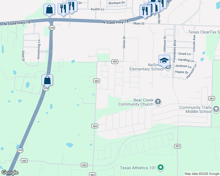 map of restaurants, bars, coffee shops, grocery stores, and more near 697 Langdon Street in Lavon