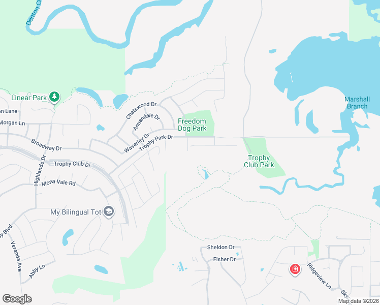 map of restaurants, bars, coffee shops, grocery stores, and more near 2000 Churchill Downs Lane in Trophy Club