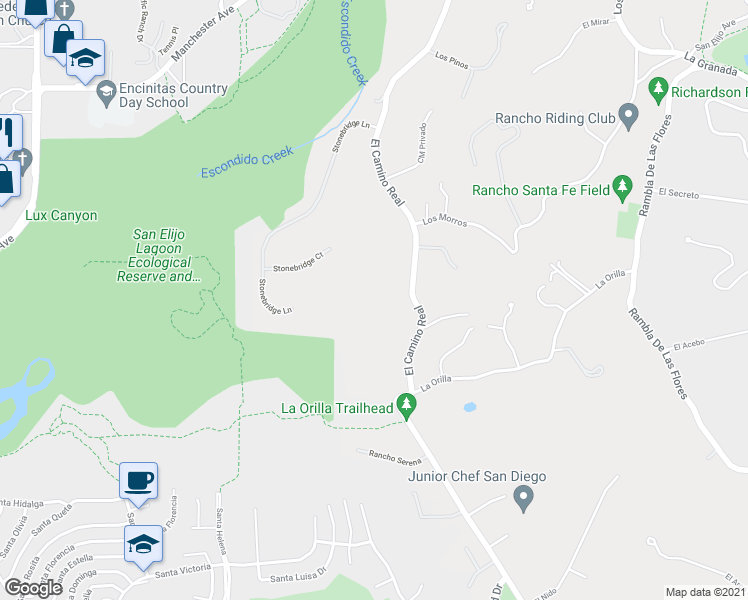 map of restaurants, bars, coffee shops, grocery stores, and more near 6169 Paseo Arbolado in Rancho Santa Fe