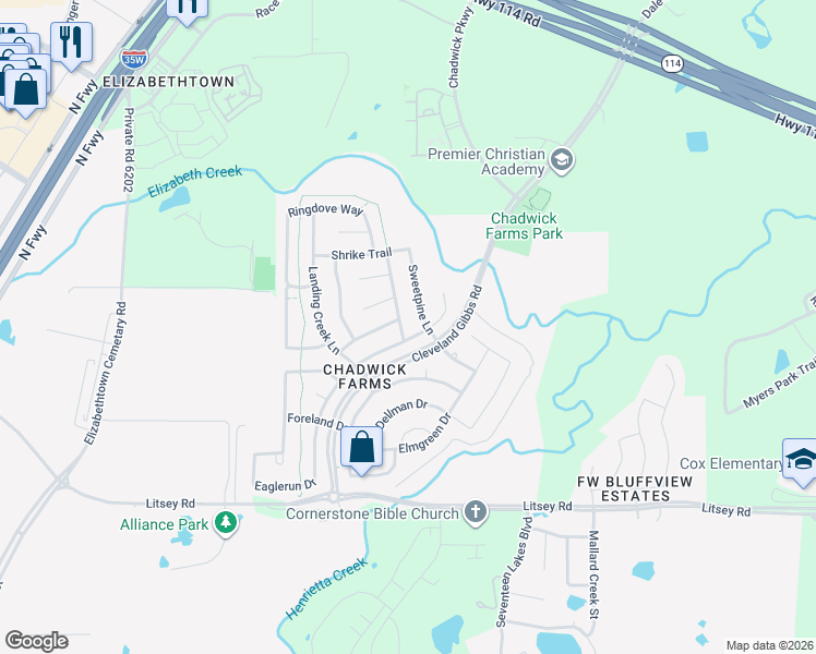 map of restaurants, bars, coffee shops, grocery stores, and more near 15588 Yarberry Drive in Roanoke