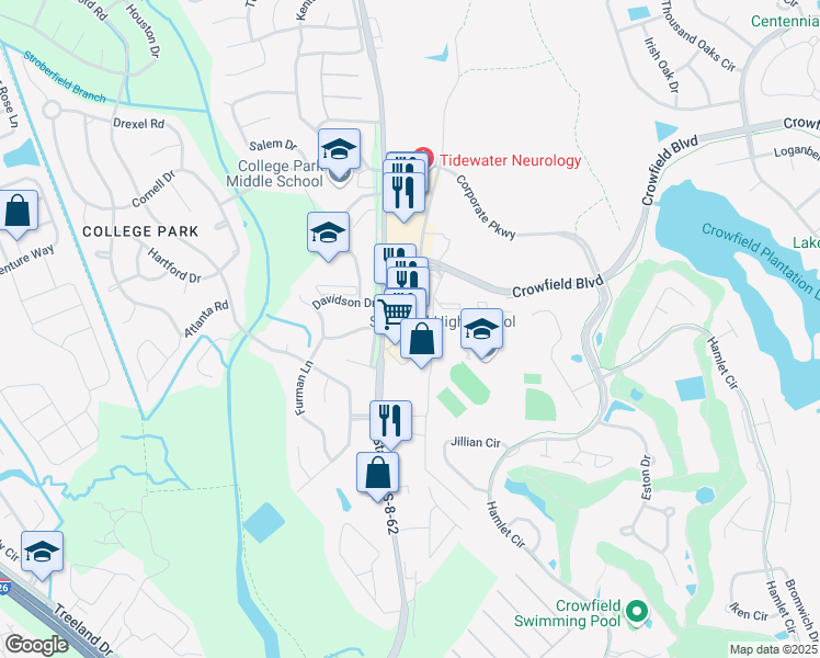 map of restaurants, bars, coffee shops, grocery stores, and more near 971 Crowfield Boulevard in Goose Creek