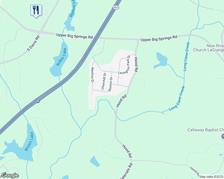 map of restaurants, bars, coffee shops, grocery stores, and more near 209 Boston Drive in LaGrange