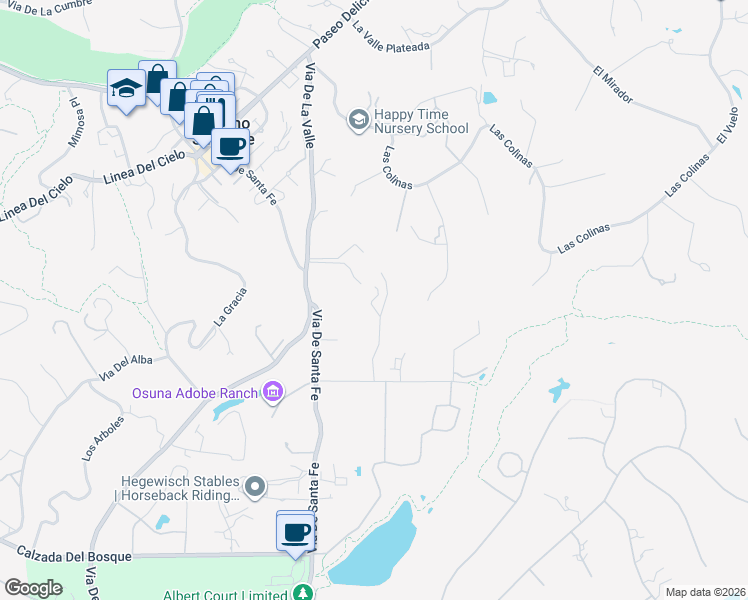 map of restaurants, bars, coffee shops, grocery stores, and more near 6364 El Sicomoro in Rancho Santa Fe