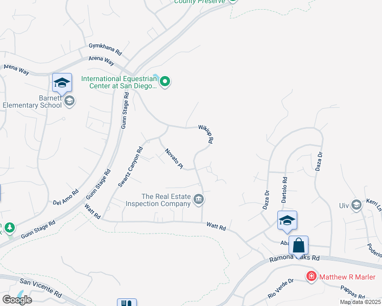 map of restaurants, bars, coffee shops, grocery stores, and more near 16416 Wikiup Road in Ramona