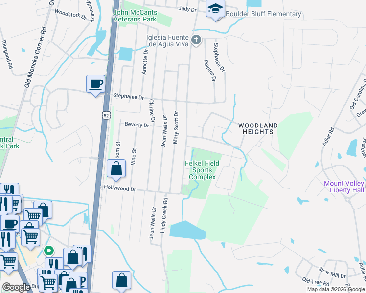 map of restaurants, bars, coffee shops, grocery stores, and more near 243 Amy Drive in Goose Creek