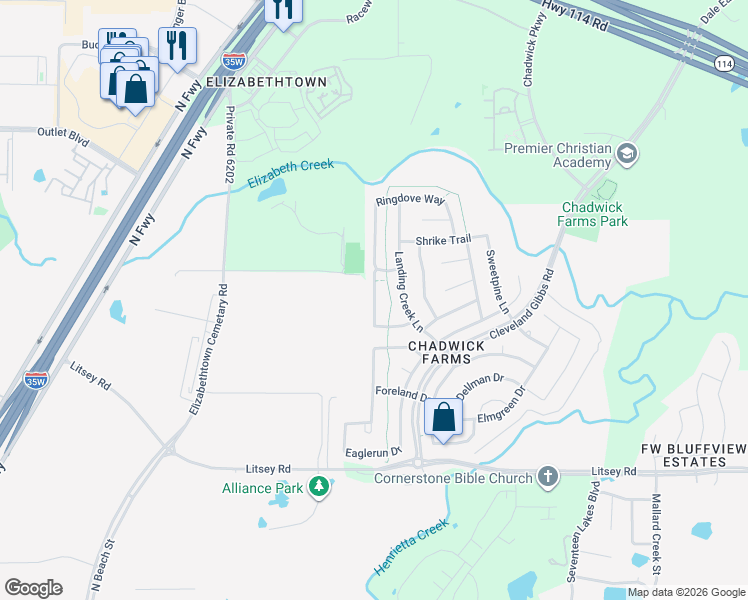 map of restaurants, bars, coffee shops, grocery stores, and more near 15624 Gatehouse Drive in Roanoke