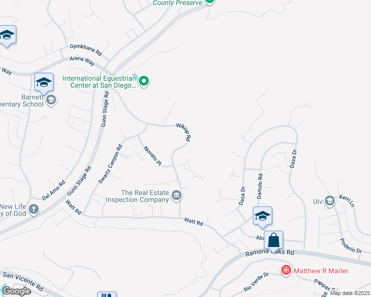 map of restaurants, bars, coffee shops, grocery stores, and more near 16437 Wikiup Road in Ramona
