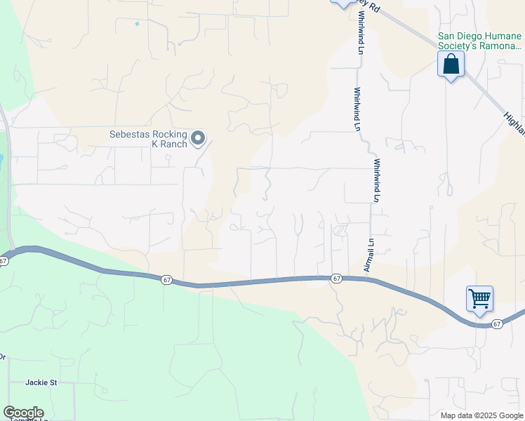 map of restaurants, bars, coffee shops, grocery stores, and more near 18259 Chablis Road in Ramona