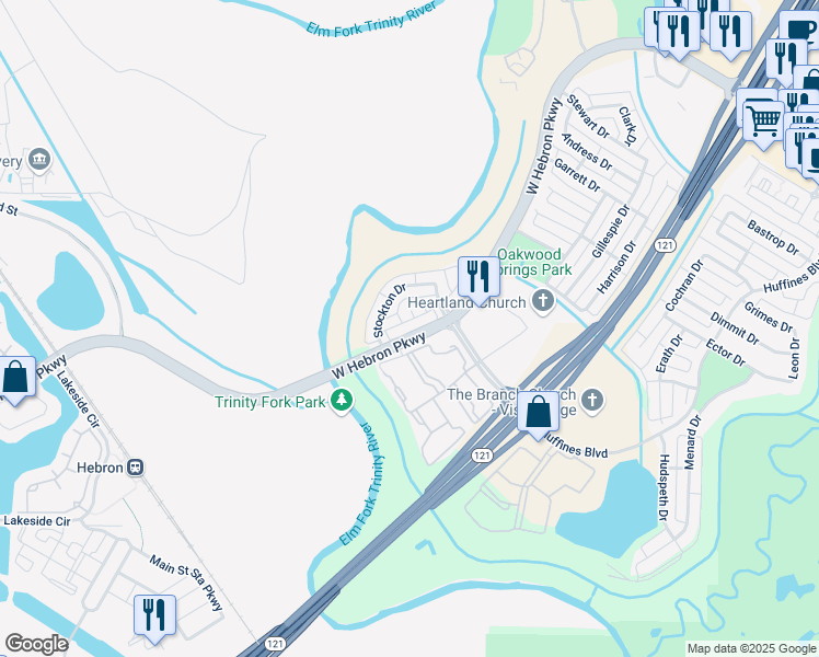map of restaurants, bars, coffee shops, grocery stores, and more near 1901 Kerr Court in Carrollton