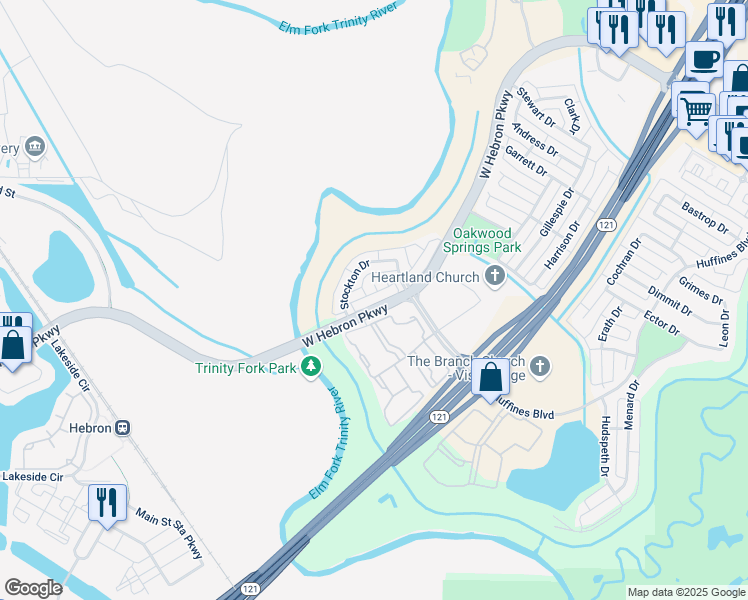 map of restaurants, bars, coffee shops, grocery stores, and more near 1901 Kerr Court in Carrollton