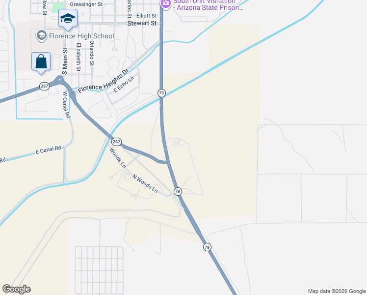 map of restaurants, bars, coffee shops, grocery stores, and more near 14953 Arizona 79 in Florence
