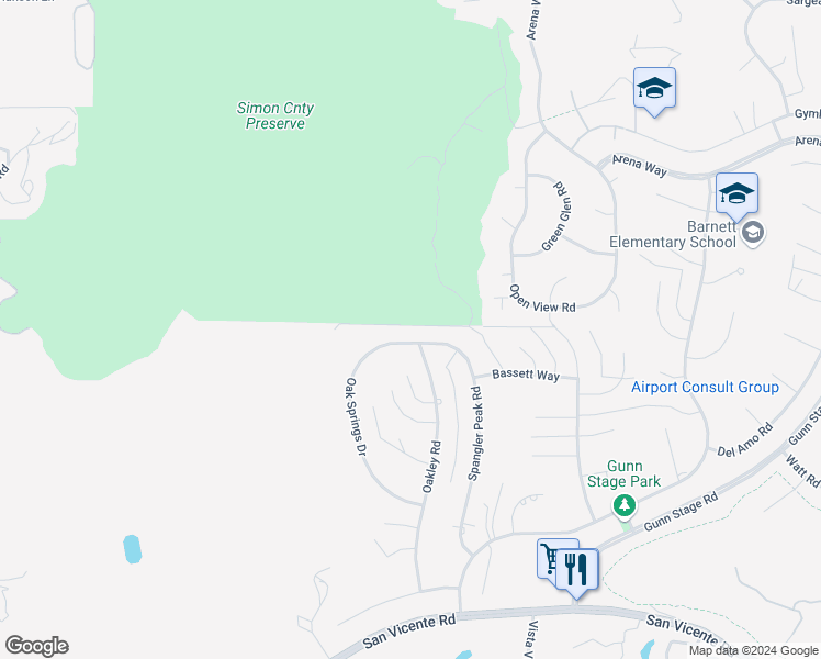map of restaurants, bars, coffee shops, grocery stores, and more near 16362 Oak Springs Drive in Ramona