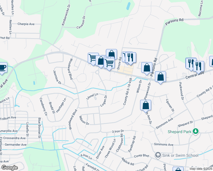 map of restaurants, bars, coffee shops, grocery stores, and more near 113 Logan Drive in Summerville