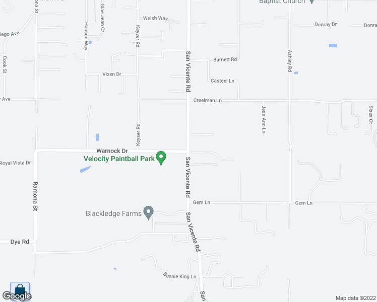 map of restaurants, bars, coffee shops, grocery stores, and more near 1906 San Vicente Road in Ramona