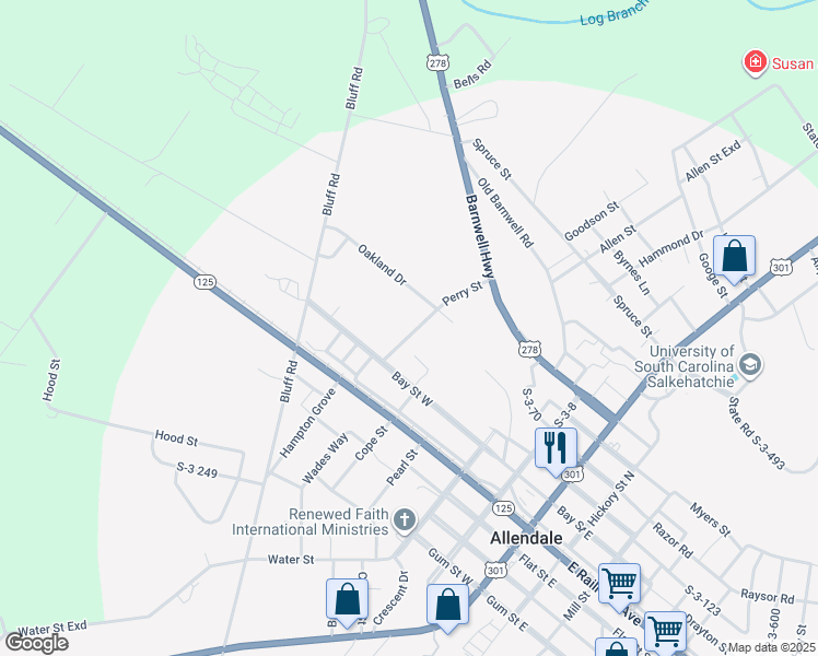 map of restaurants, bars, coffee shops, grocery stores, and more near 293 Perry Street in Allendale