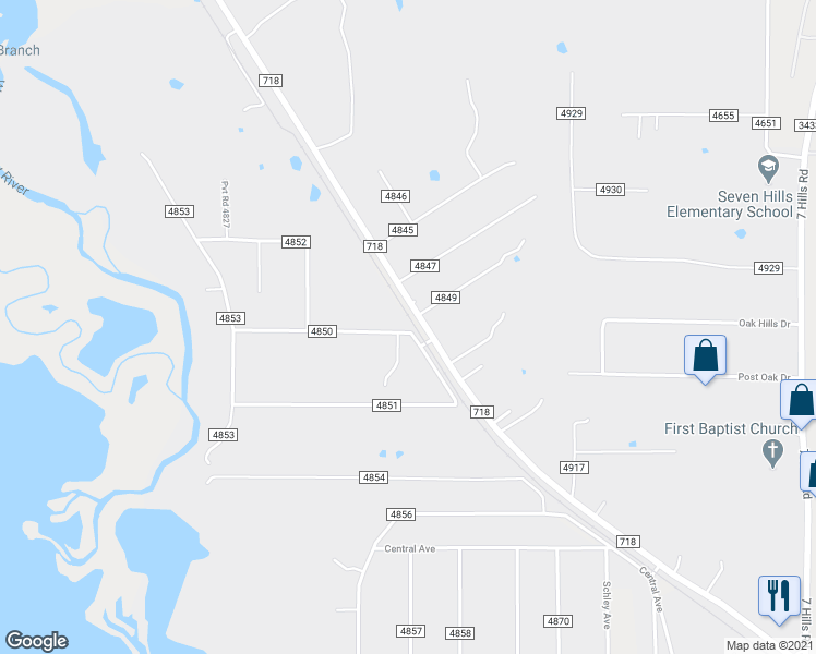 map of restaurants, bars, coffee shops, grocery stores, and more near 128 Private Road 4831 in Newark