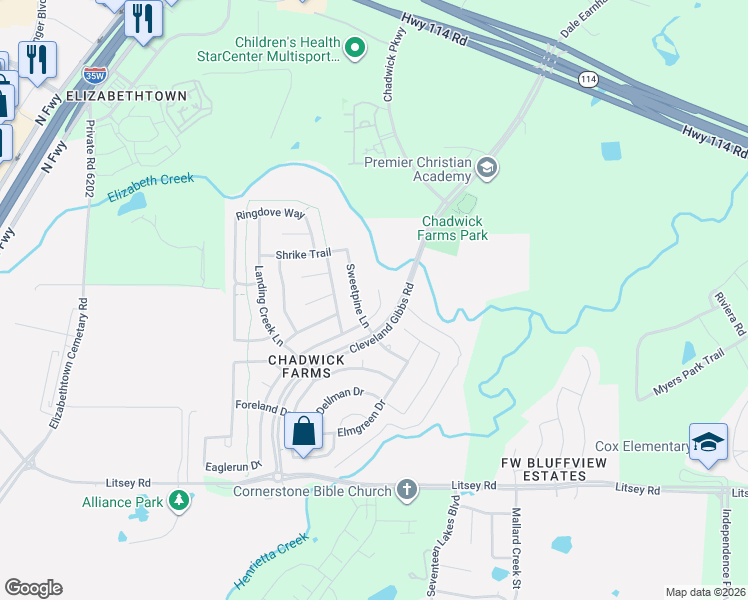 map of restaurants, bars, coffee shops, grocery stores, and more near 15653 Yarberry Drive in Roanoke