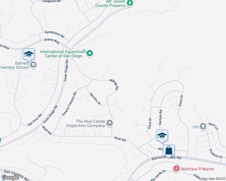 map of restaurants, bars, coffee shops, grocery stores, and more near 16448 Wikiup Road in Ramona