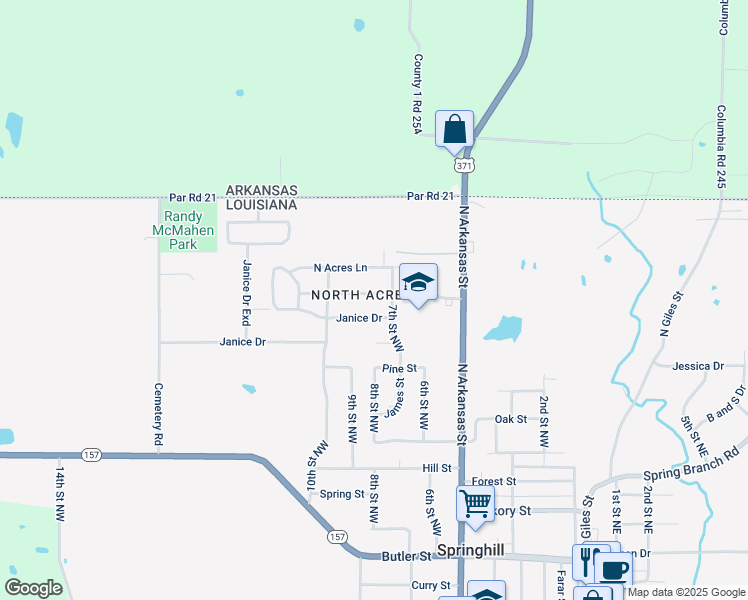 map of restaurants, bars, coffee shops, grocery stores, and more near 705 Herrington Drive in Springhill