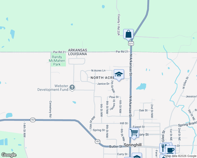 map of restaurants, bars, coffee shops, grocery stores, and more near 903 Herrington Drive in Springhill