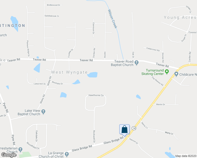 map of restaurants, bars, coffee shops, grocery stores, and more near 425 Teaver Road in LaGrange