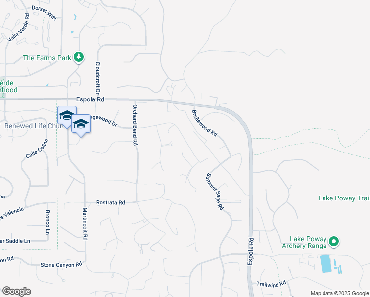 map of restaurants, bars, coffee shops, grocery stores, and more near 13953 Sagewood Drive in Poway