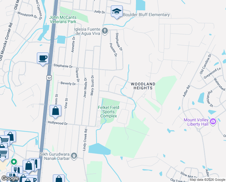 map of restaurants, bars, coffee shops, grocery stores, and more near 200 Water Oak Drive in Goose Creek