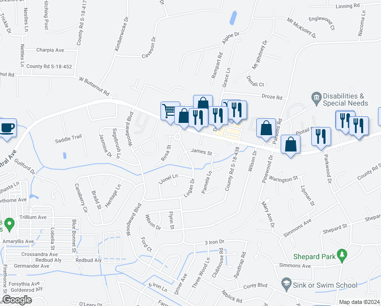 map of restaurants, bars, coffee shops, grocery stores, and more near 209 James Street in Summerville